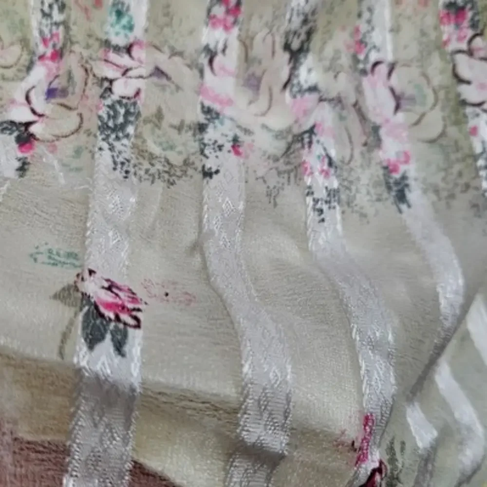 Vintage 50s Strapless Fit & Flare Chiffon Stripe Midi Dress S? 4? Ivory Pink - Picture 5 of 12
